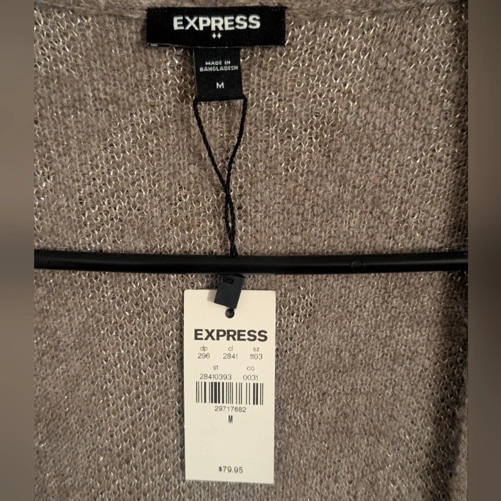 New With Tags Express Animal Print Brown Long Length Pockets Cardigan Size Med